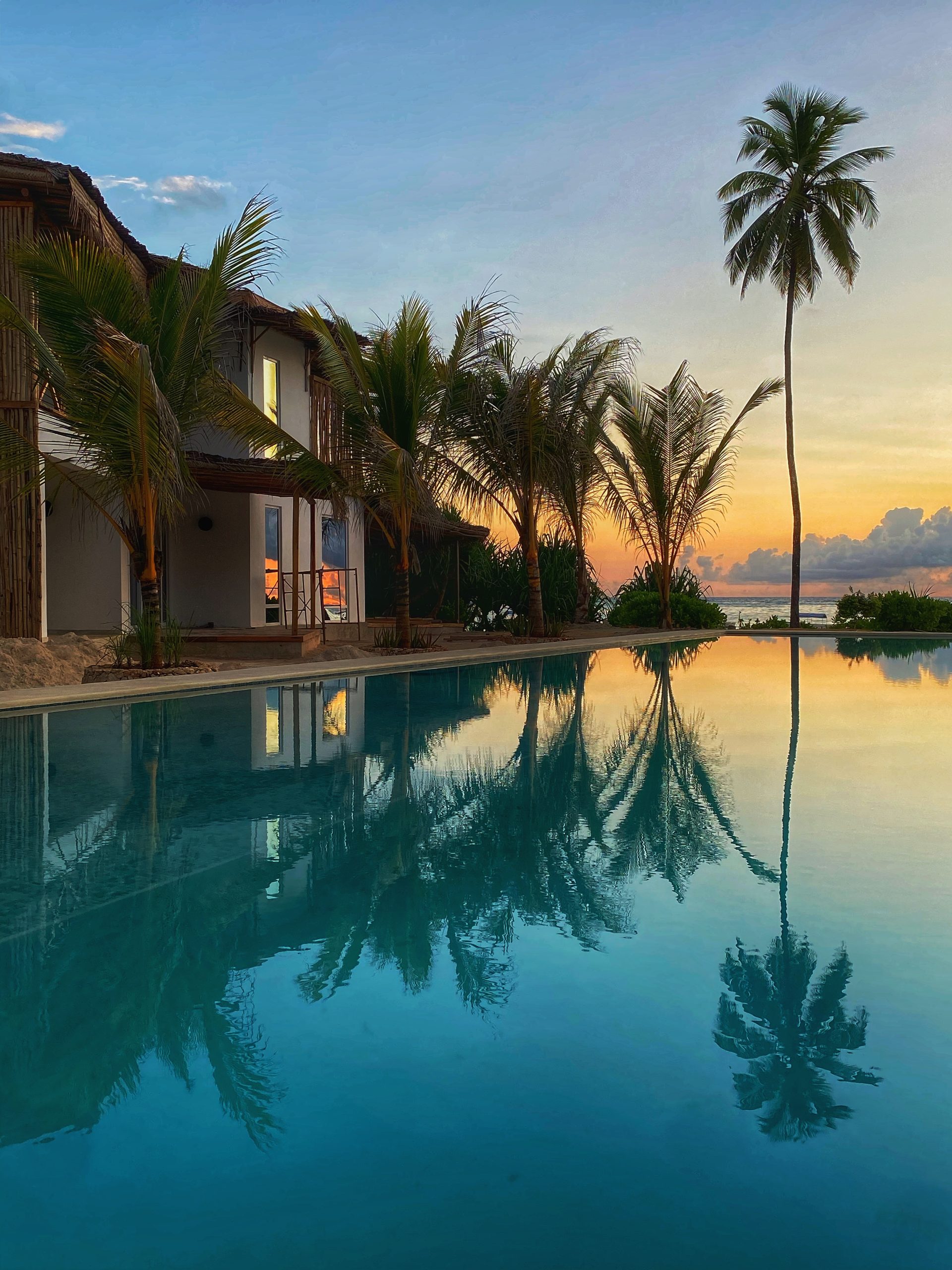 Swimming pool at the evening